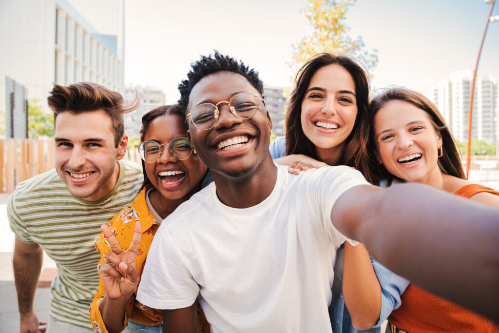 Group of multiracial young student people at NWU.